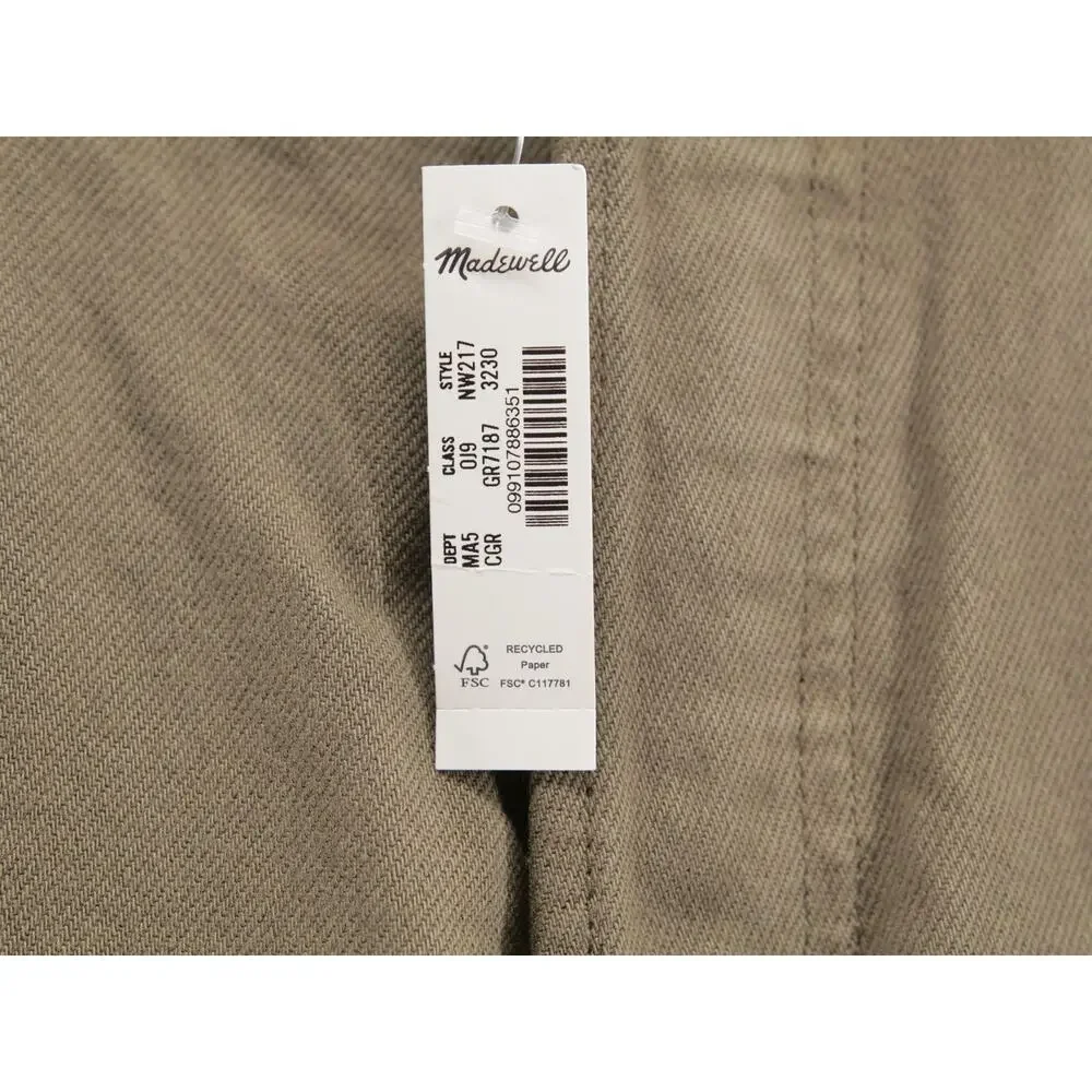 NWT Madewell The 1991 Straight-Leg Jean Mens 32x30 Rigid Denim Green Brown NW217